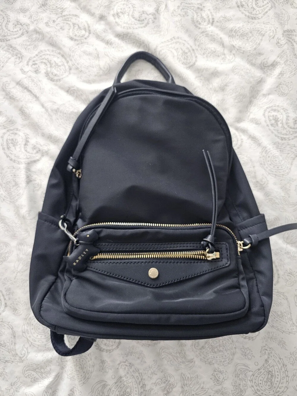 RADLEY LONDON Merchant Backpack Black Jacquard Dog Print Nylon Backpack